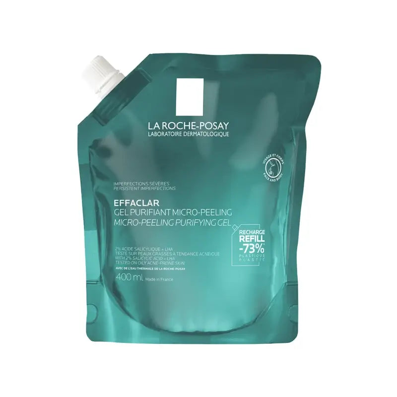 La Roche-Posay Effaclar Μικροαπολεπιστικό Τζελ, Επαναγεμιζόμενη Συσκευασία, 400 ml