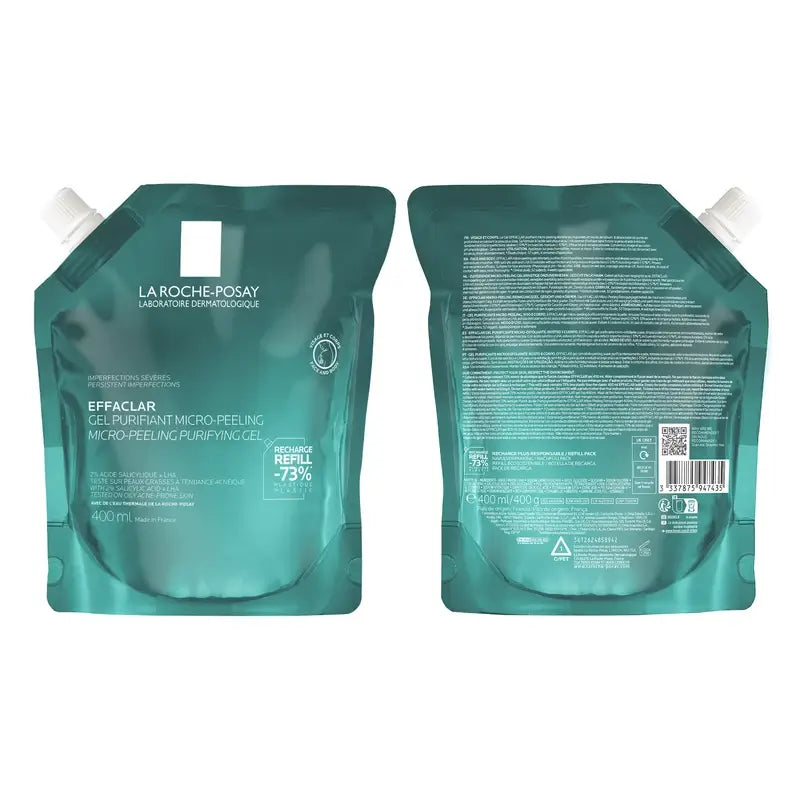 La Roche-Posay Effaclar Μικροαπολεπιστικό Τζελ, Επαναγεμιζόμενη Συσκευασία, 400 ml