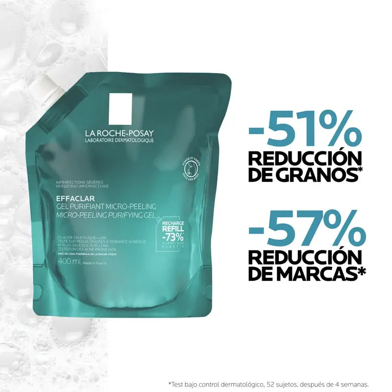 La Roche-Posay Effaclar Μικροαπολεπιστικό Τζελ, Επαναγεμιζόμενη Συσκευασία, 400 ml