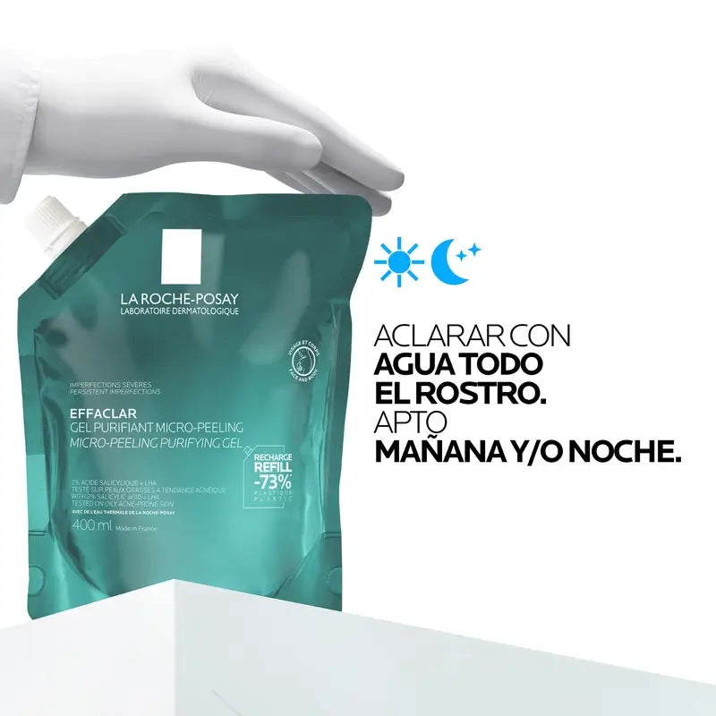 La Roche-Posay Effaclar Μικροαπολεπιστικό Τζελ, Επαναγεμιζόμενη Συσκευασία, 400 ml