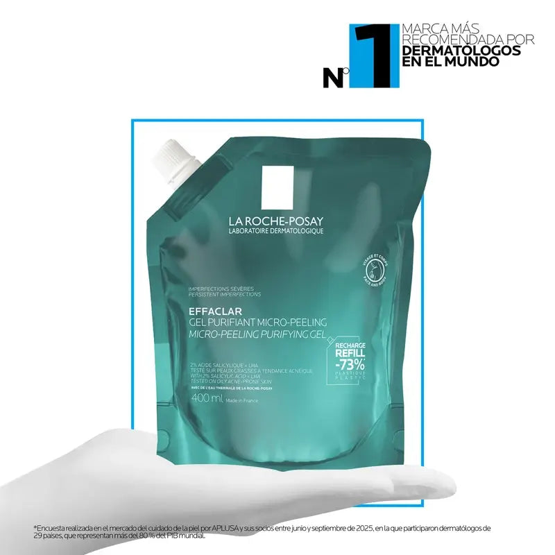 La Roche-Posay Effaclar Μικροαπολεπιστικό Τζελ, Επαναγεμιζόμενη Συσκευασία, 400 ml