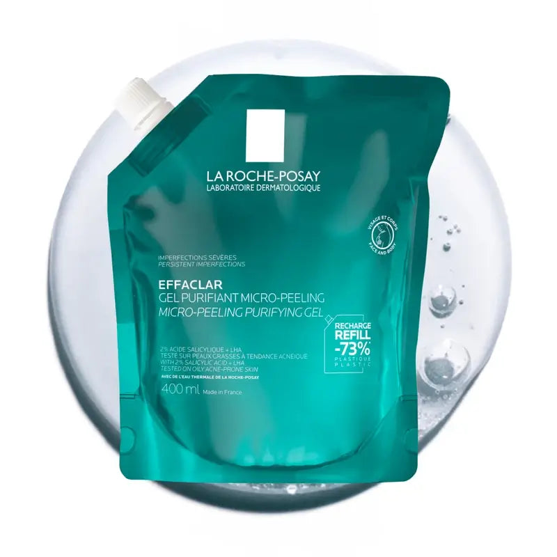 La Roche-Posay Effaclar Μικροαπολεπιστικό Τζελ, Επαναγεμιζόμενη Συσκευασία, 400 ml
