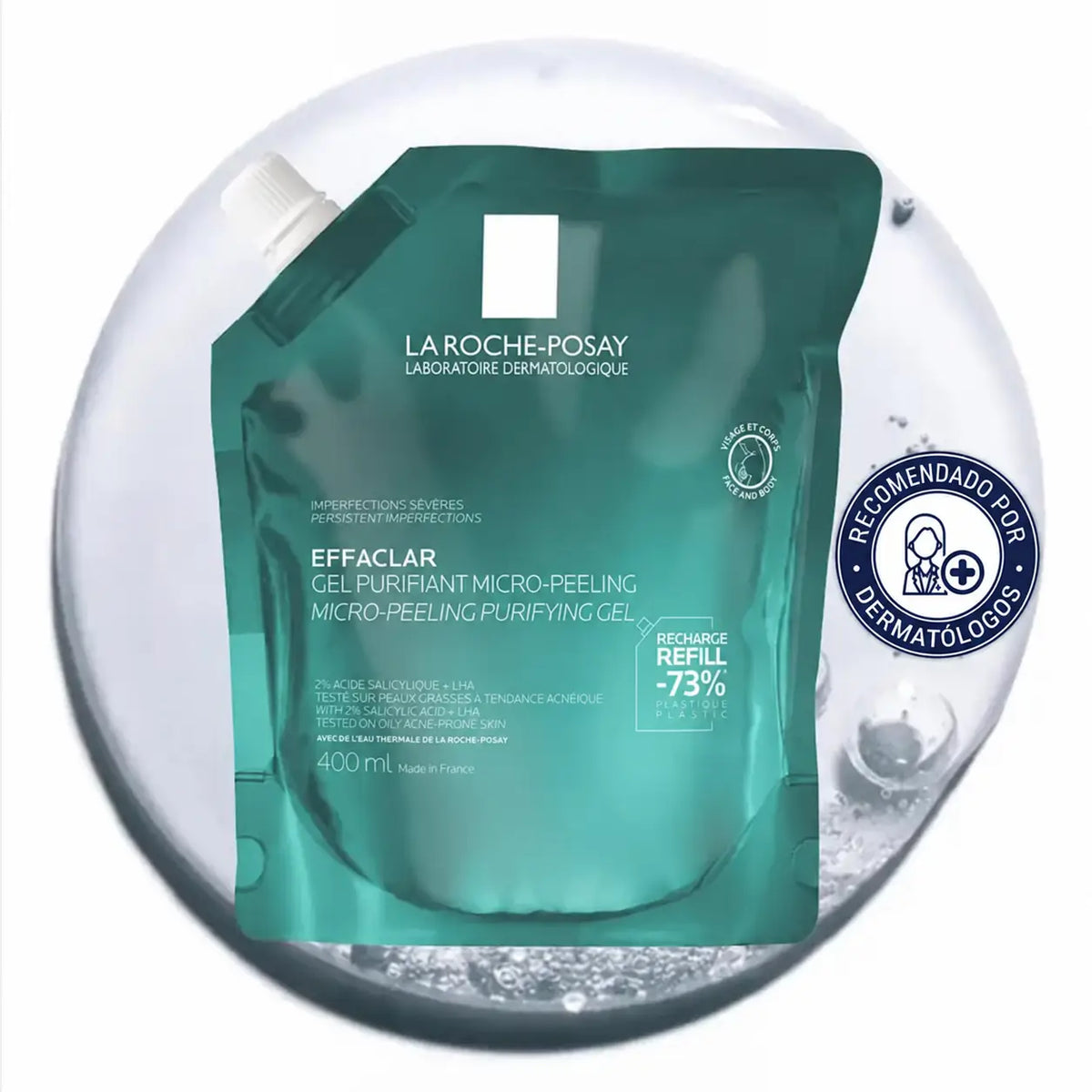 La Roche-Posay Effaclar Μικροαπολεπιστικό Τζελ, Επαναγεμιζόμενη Συσκευασία, 400 ml