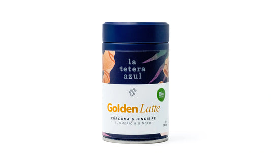 La Tetera Azul Golden Latte 100% βιολογικό, Λάτε με κουρκούμη, τζίντζερ, κανέλα και κάρδαμο, γκουρμέ αφεψήματα με αντιοξειδωτικές ιδιότητες, συσκευασία 80 g.