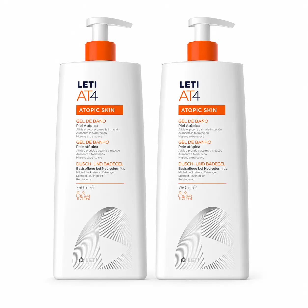 Leti AT4 Αφρόλουτρο για λιπαρό δέρμα 750 ml, συσκευασία 2 τεμαχίων
