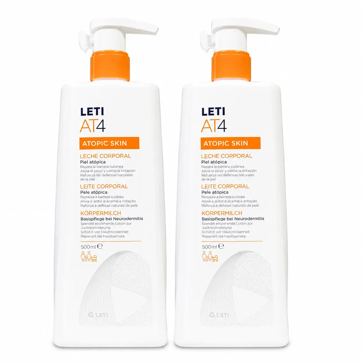 Leti At4 Κρέμα Σώματος για Ατοπικό Δέρμα 500 ml, συσκευασία 2 τεμαχίων