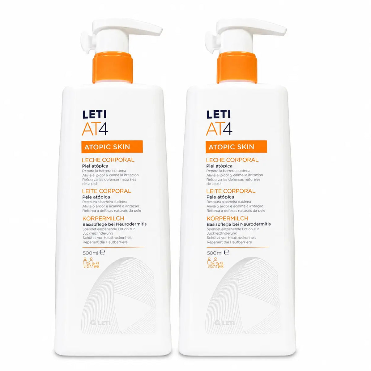 Leti At4 Κρέμα Σώματος για Ατοπικό Δέρμα 500 ml, συσκευασία 2 τεμαχίων