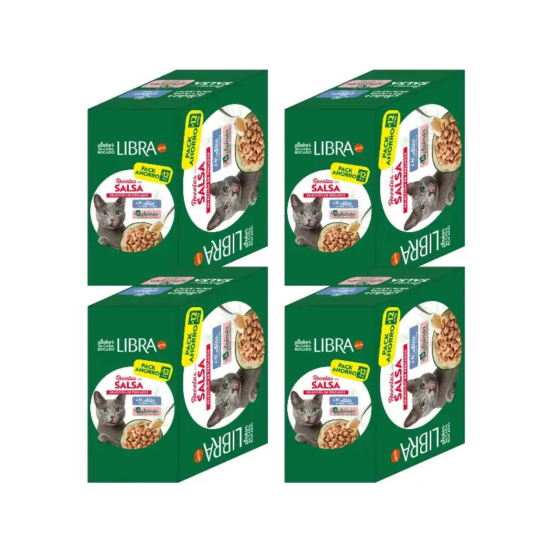 Libra Υγρή Τροφή για Γάτες, με Σολομό και Τόνο, Flowpack, 4 x 1,02 kg