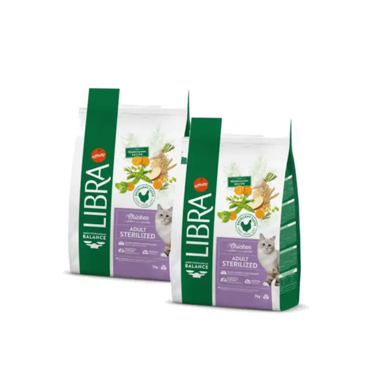 Libra Feline Adult για στειρωμένες γάτες με κοτόπουλο, συσκευασία 2 x 3 κιλά, τροφή για γάτες