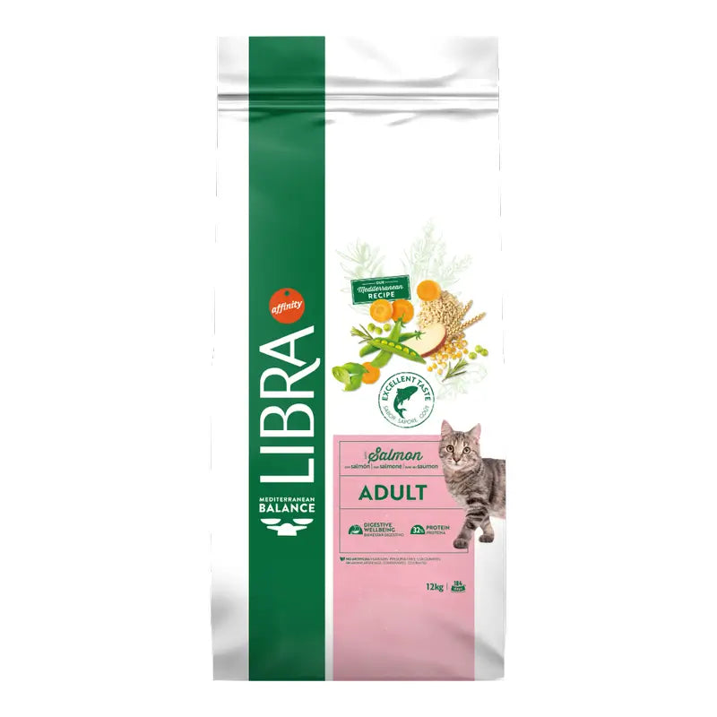 Libra Τροφή για γάτες, με σολομό, Premium, 12 kg