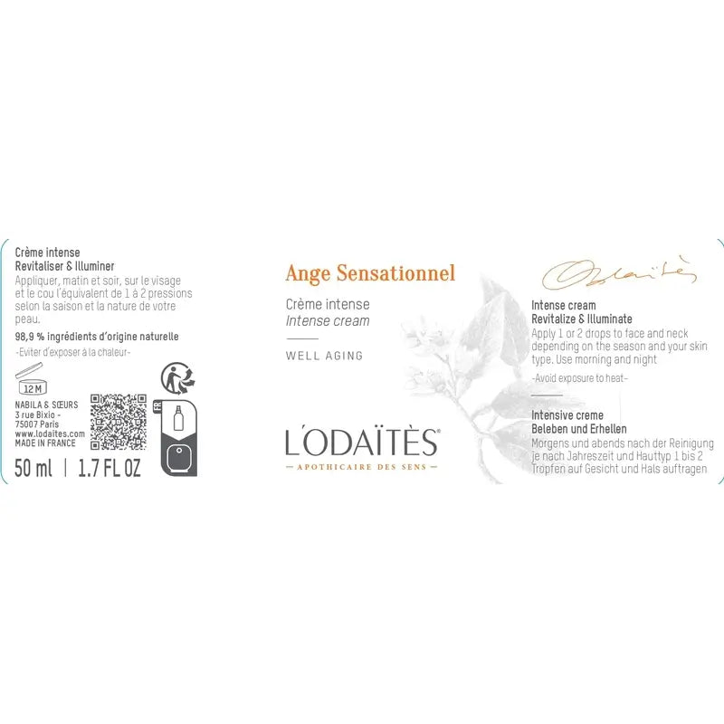 L'Odaïtès Facial Ange Sensationnel - Κρέμα εντατικής περιποίησης, 50 ml