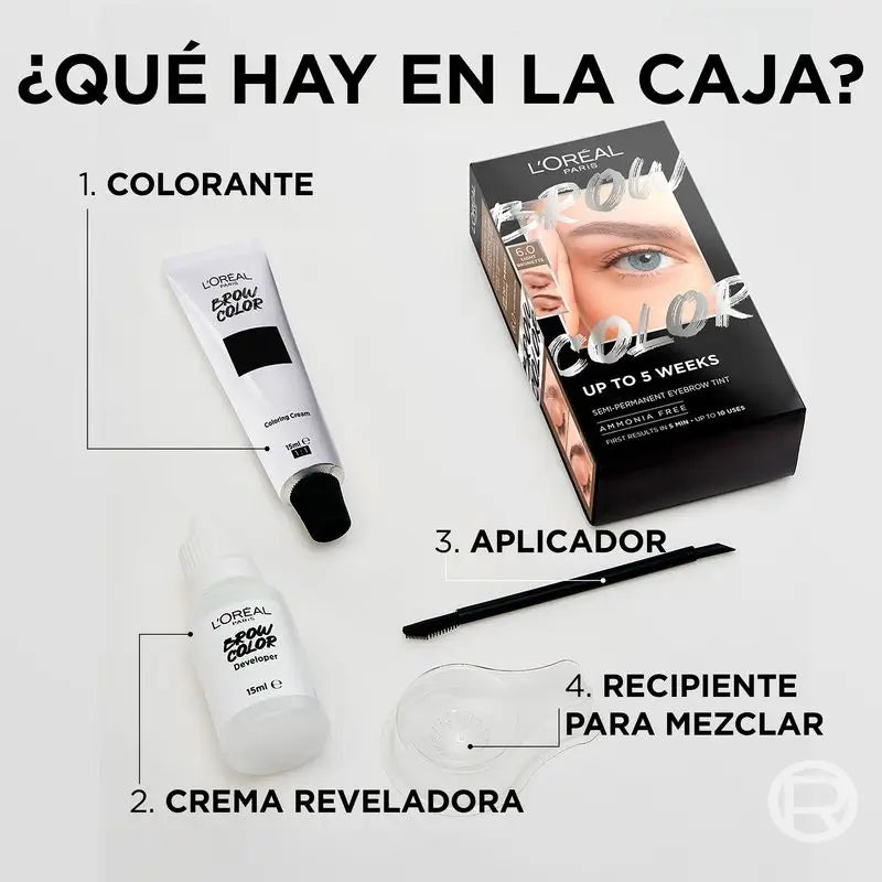 L'Oréal Paris Brow Color Ημιμόνιμη βαφή φρυδιών 1.0 Μαύρο