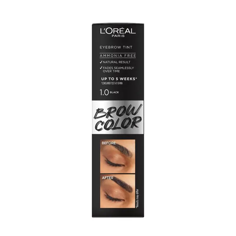 L'Oréal Paris Brow Color Ημιμόνιμη βαφή φρυδιών 1.0 Μαύρο