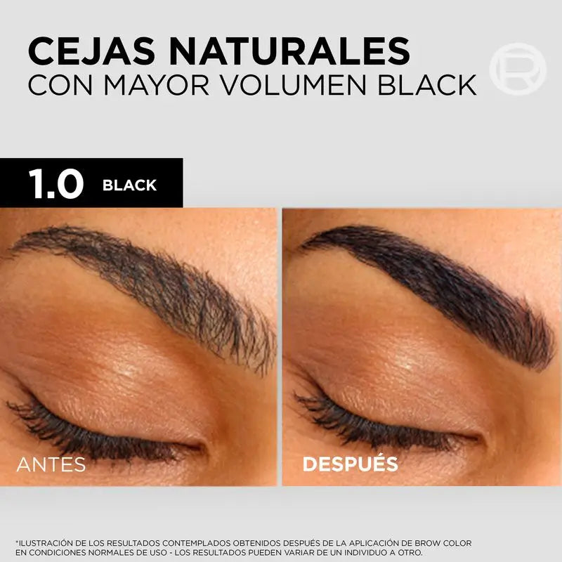 L'Oréal Paris Brow Color Ημιμόνιμη βαφή φρυδιών 1.0 Μαύρο