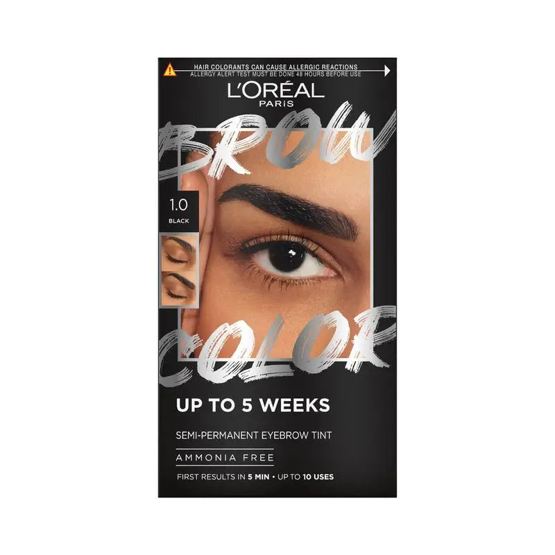 L'Oréal Paris Brow Color Ημιμόνιμη βαφή φρυδιών 1.0 Μαύρο