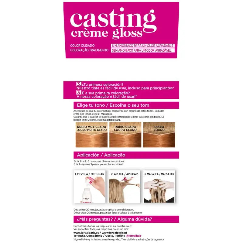 L'Oréal Paris Casting Creme Gloss Baño De Color 834 Κεχριμπαρένιο Ξανθό