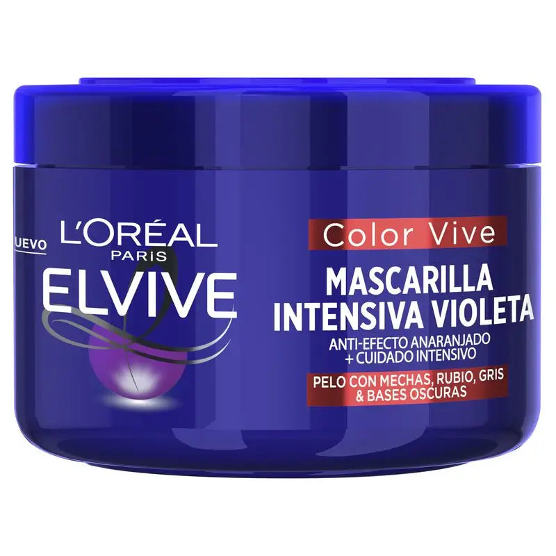L’Oréal Paris Elvive Color Vive Μάσκα: Βιολετί για τόνωση χρώματος σε ξανθά, γκρίζα ή με ανταύγειες μαλλιά, 250 ml