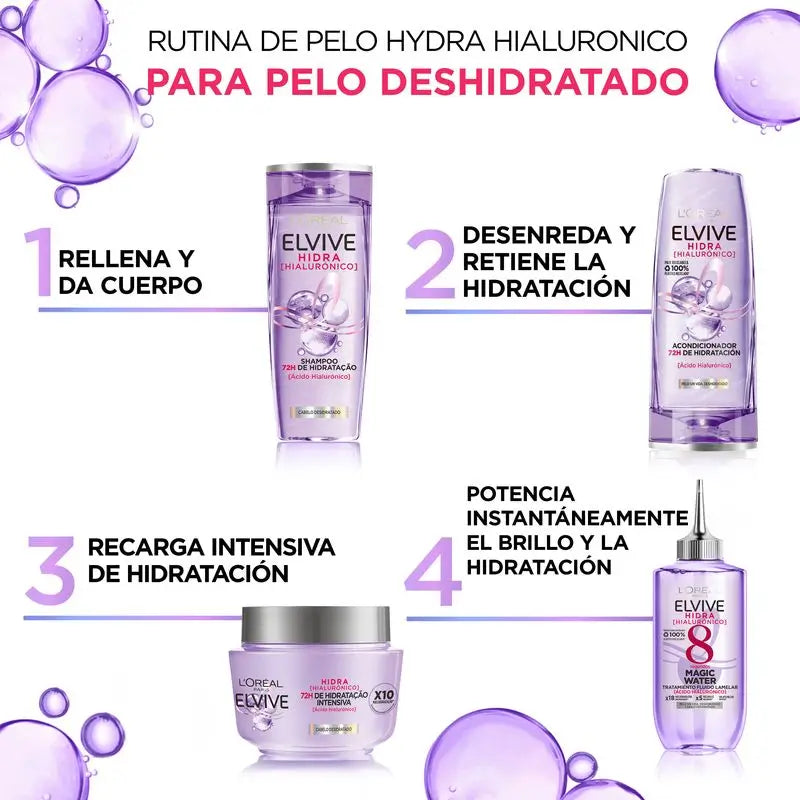 L'Oréal Paris Elvive Hidra Hialurónico Magic Water: Θεραπεία μαλλιών 8S, τεχνολογία Lamelar, 200 ml