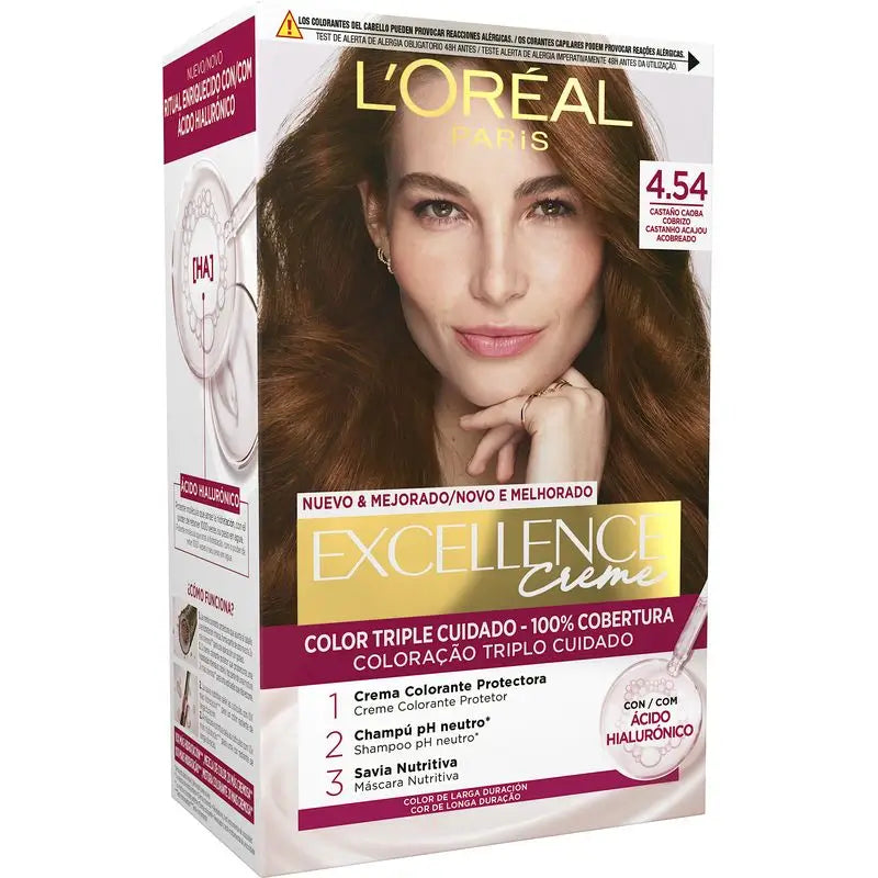 L'Oréal Paris Excellence Creme Μόνιμη βαφή - Απόχρωση 4.54 Καστανό καομπά με χάλκινη απόχρωση