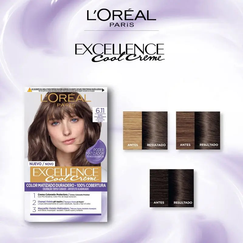 L'Oréal Paris Excellence Creme Μόνιμη βαφή - Απόχρωση 6.11 Σκούρο ξανθό με γκριζωπή απόχρωση