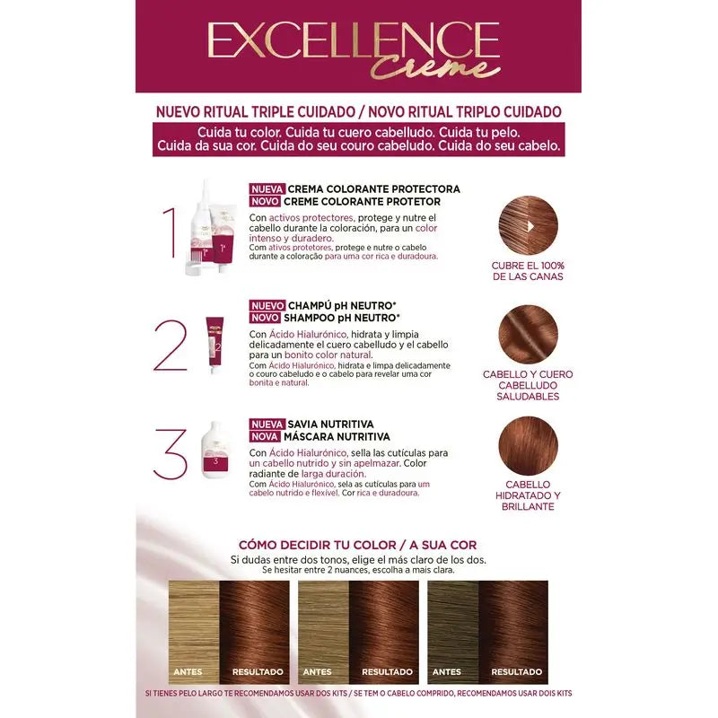 L'Oréal Paris Excellence Creme Μόνιμη βαφή - Απόχρωση 6.46 Σκούρο ξανθό με χάλκινη απόχρωση καραβάκι