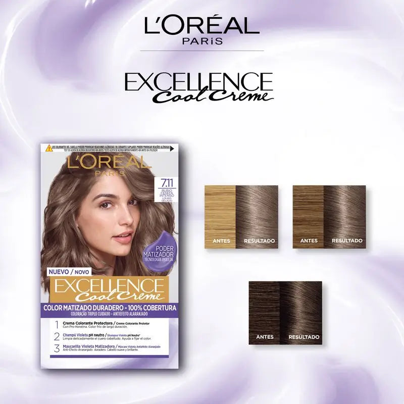 L'Oréal Paris Excellence Creme Μόνιμη βαφή - Απόχρωση 7.11 Έντονο γκρι-ξανθό