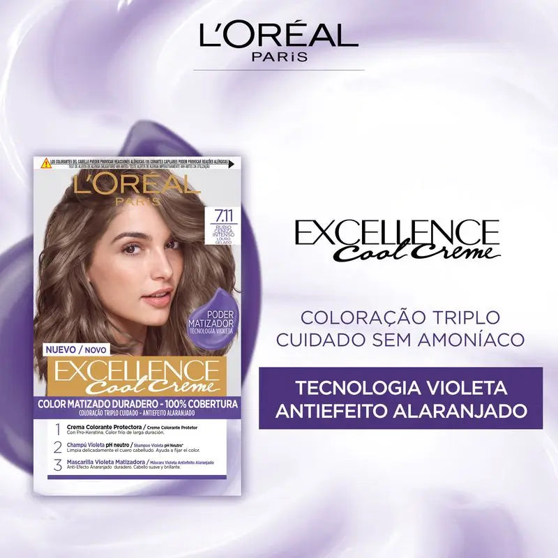 L'Oréal Paris Excellence Creme Μόνιμη βαφή - Απόχρωση 7.11 Έντονο γκρι-ξανθό
