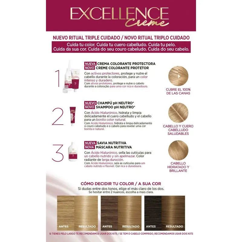 L'Oréal Paris Excellence Creme Μόνιμη βαφή - Απόχρωση 8 Ανοιχτό ξανθό