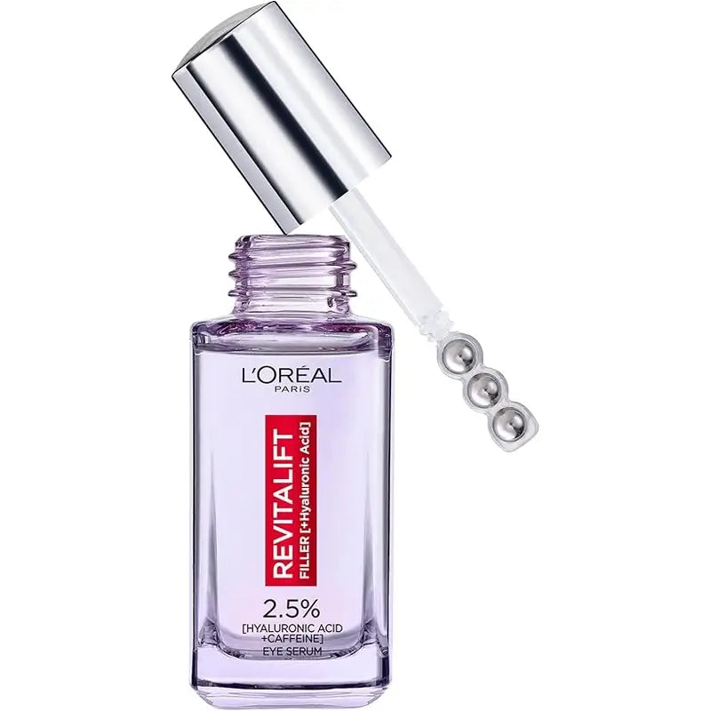 L'Oréal Paris Revitalift Filler Ορός για τα Μάτια: 2,5% υαλουρονικό οξύ και καφεΐνη, τριπλό roll-on