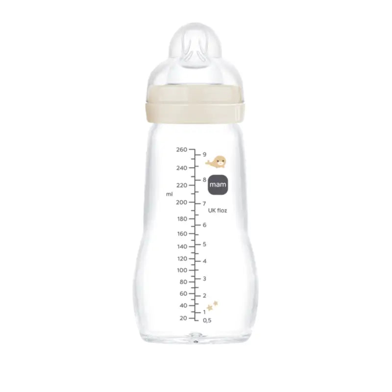 Mam Baby Γυάλινο μπιμπερό Feel Good, ουδέτερο, ματ, 260 ml