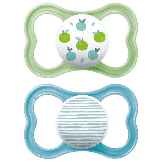 Mam Baby Pacifier Air Silicone Blue and Green +6M, 2 Units