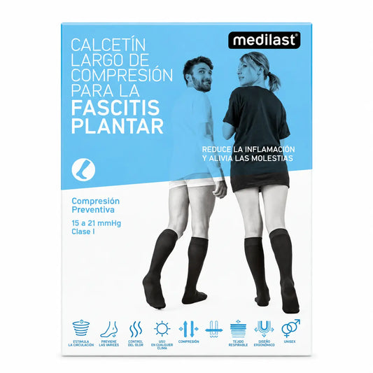 Medilast Μακρύ Καλτσάκι για Φασκίτιδα, Μαύρο, Μεγάλο Μέγεθος