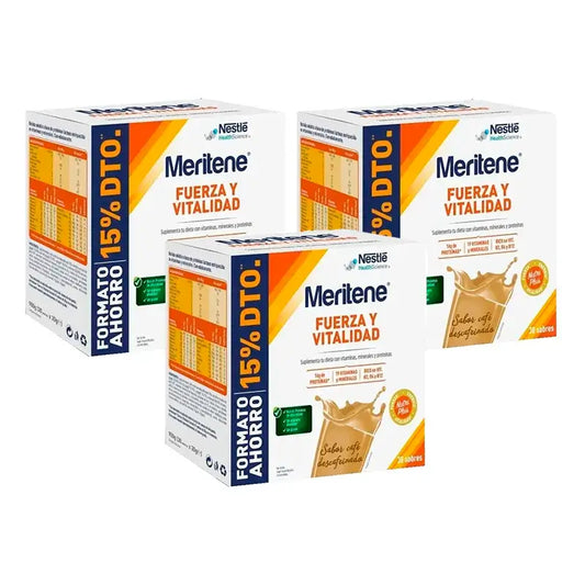 Meritene Δύναμη και Ζωτικότητα Καφές χωρίς καφεΐνη, Οικονομική συσκευασία 3 x 30 φακελάκια