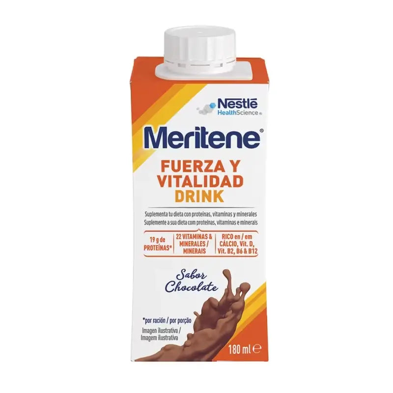 Meritene Δύναμη και Ζωτικότητα Ποτό Σοκολάτα, Συσκευασία 2 κουτιών, 6x180 ml