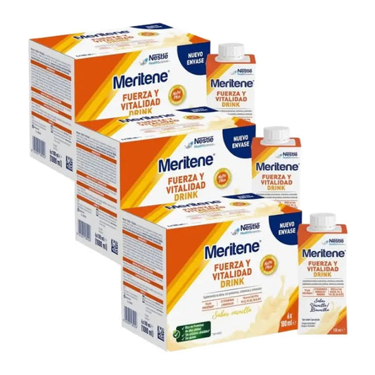 Meritene Strength & Vitality Drink Vanilla, Pack 3 Boxes, 6 x 180 ml