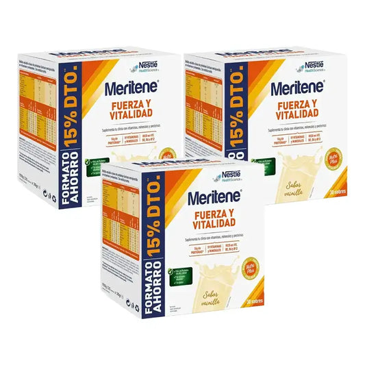 Meritene Δύναμη και Ζωτικότητα Βανίλια Οικονομική συσκευασία 3 x 30 φακελάκια