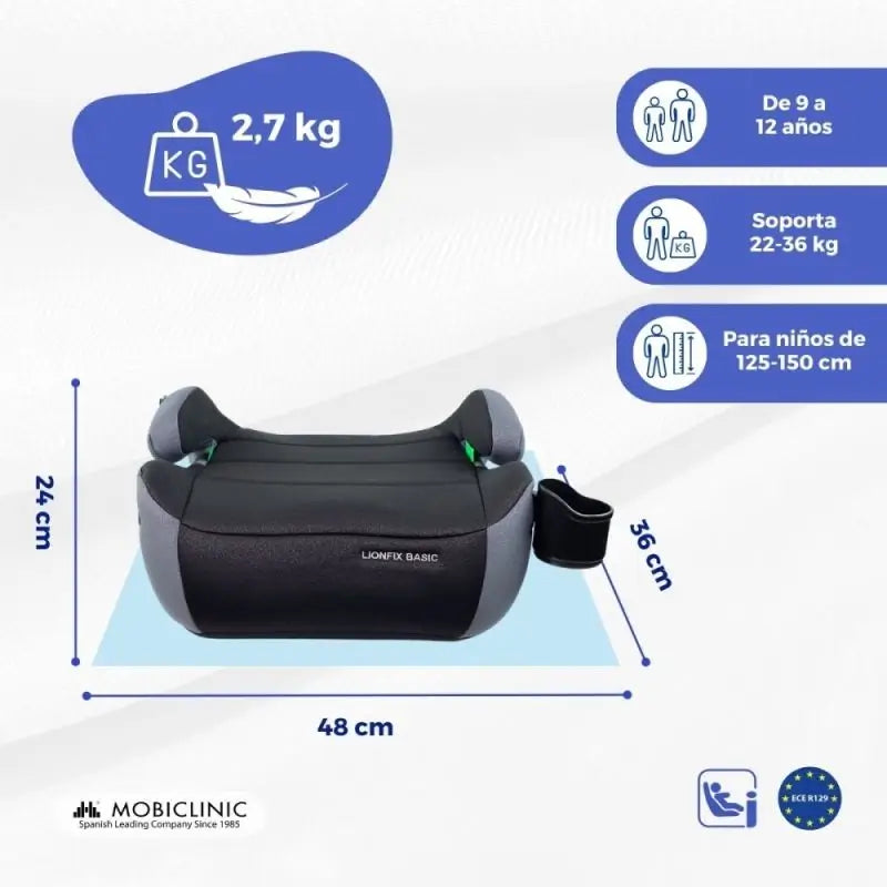 Mobiclinic Ανυψωτικό καθίσματος αυτοκινήτου για παιδιά Lionfix Basic 125-150 εκ. Μαύρο