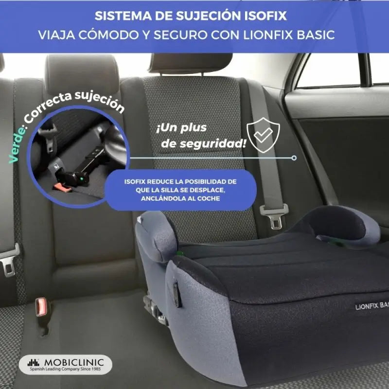 Mobiclinic Ανυψωτικό καθίσματος αυτοκινήτου για παιδιά Lionfix Basic 125-150 εκ. Μαύρο