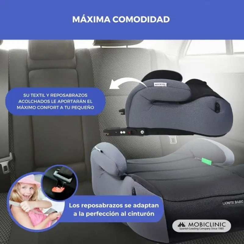 Mobiclinic Ανυψωτικό καθίσματος αυτοκινήτου για παιδιά Lionfix Basic 125-150 εκ. Μαύρο