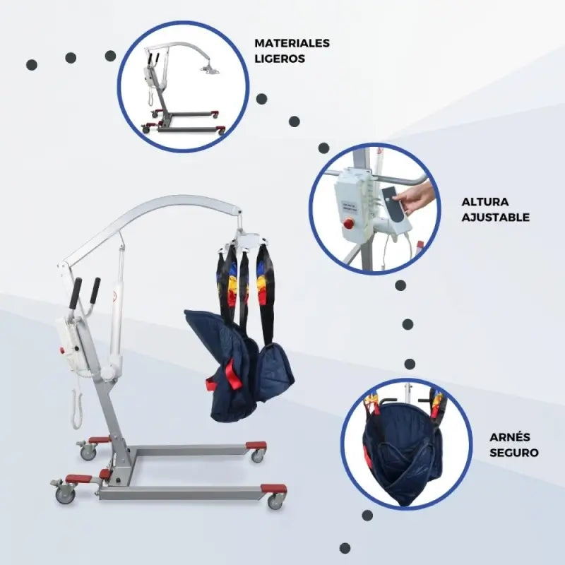 Mobiclinic Ηλεκτρικός γερανός - Περιλαμβάνει ιμάντα με 4 άγκιστρα - Χρήση κατά τη διάρκεια της φόρτισης - Συμπαγής - Μέγ. 135 Kg - Fortuna Basic