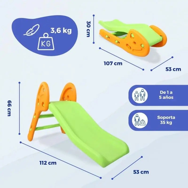 Mobiclinic Πτυσσόμενη παιδική τσουλήθρα Dino XL Πράσινη