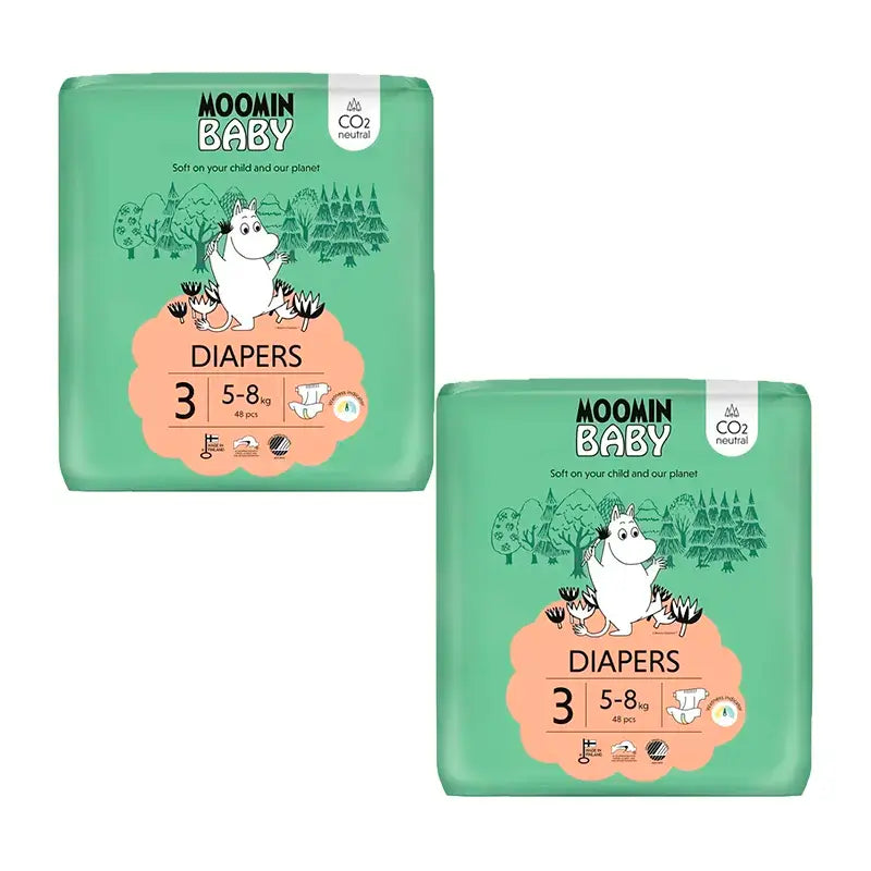 Πάνες Moomin Baby Μέγεθος 3, 2 x 48 τεμάχια