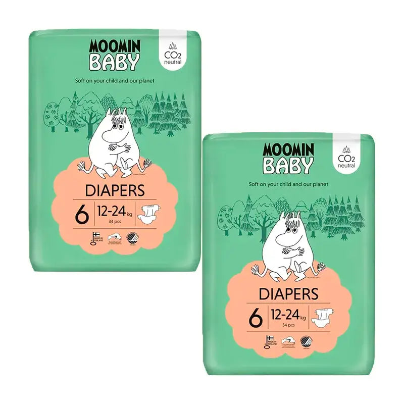 Πάνες Moomin Baby Μέγεθος 6, 2 x 34 τεμάχια