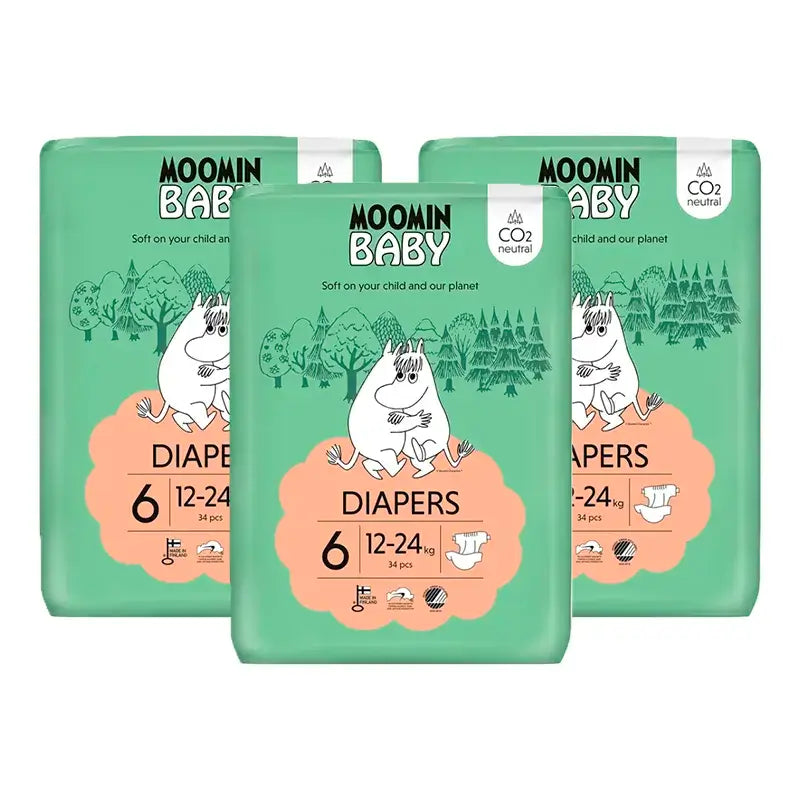 Πάνες Moomin Baby Μέγεθος 6, 3 x 34 τεμάχια