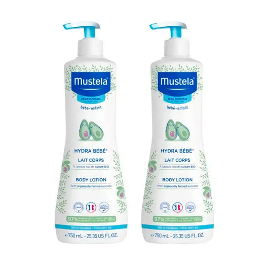 Mustela Hydra Baby Body Milk with Avocado Bio, Pack 2 x 750 ml