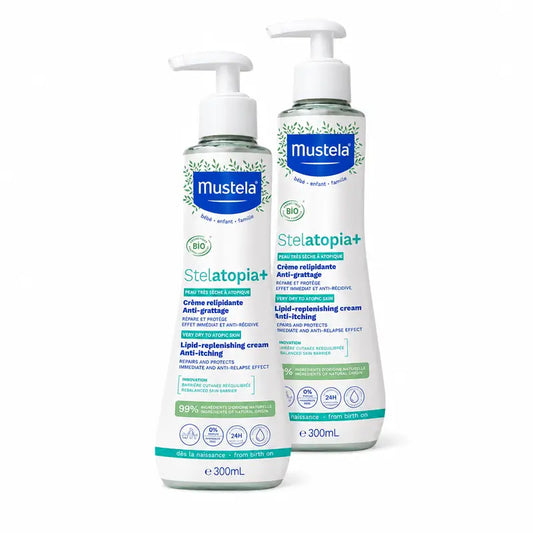 Mustela Stelatopia + Κρέμα Ενυδάτωσης, Σετ 2 x 300 ml