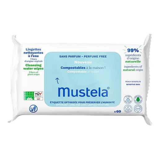 Mustela Βιολογικά Μαντηλάκια από Βαμβάκι για Πλύσιμο, 60 τεμάχια