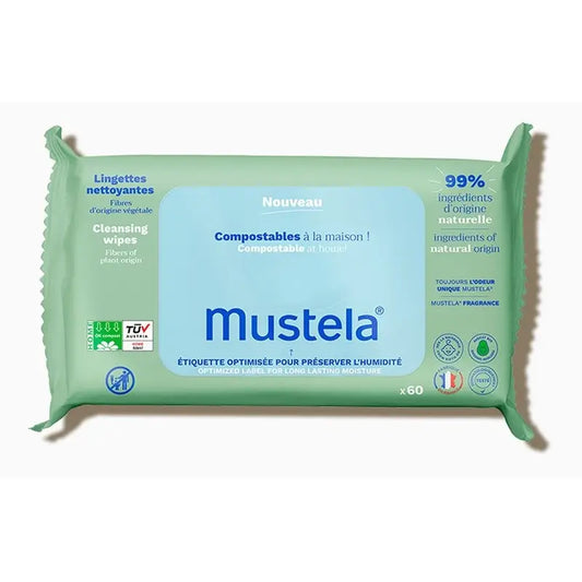 Mustela Μαντηλάκια καθαρισμού με βιολογικό αβοκάντο, 60 τεμάχια