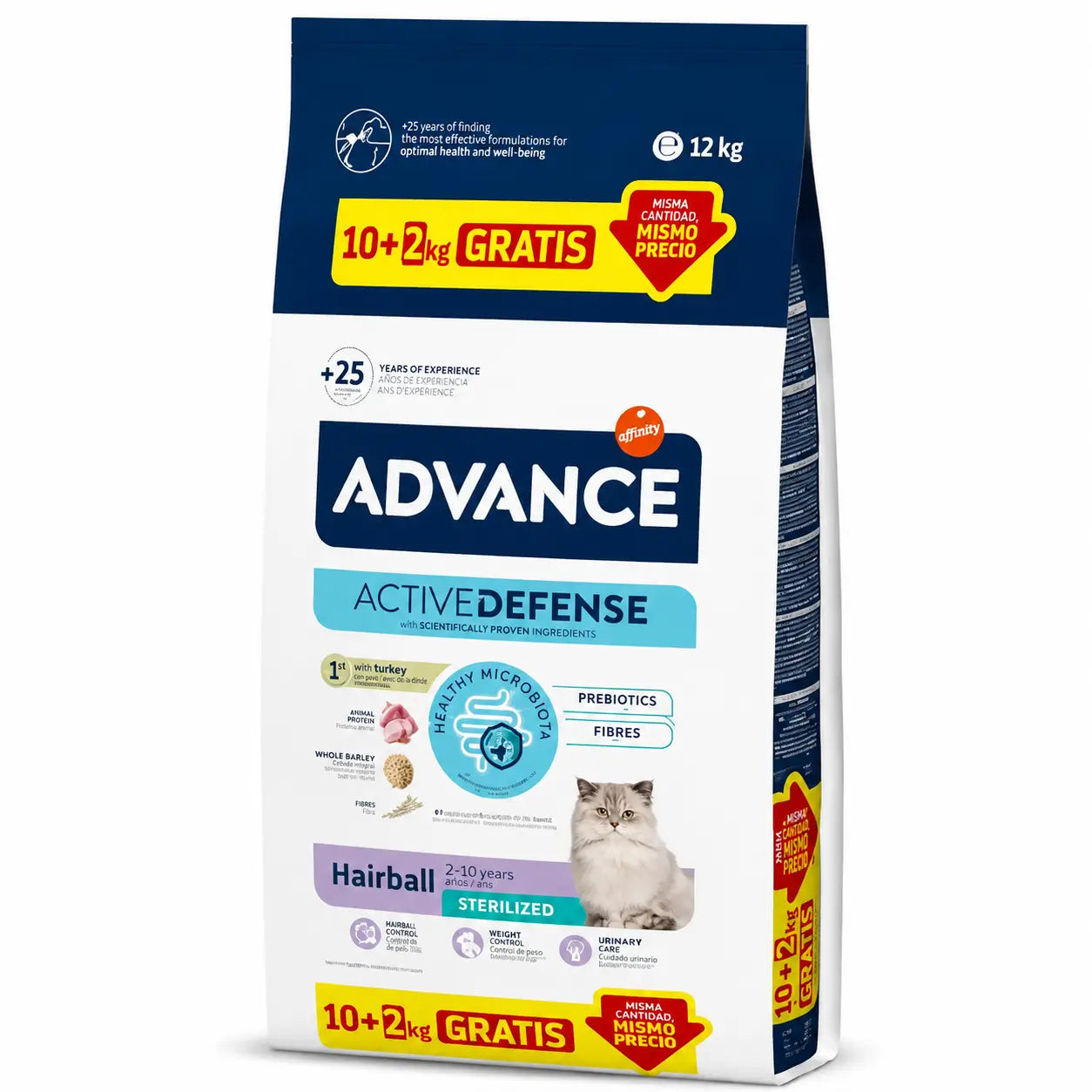 Advance Hairball τροφή για στειρωμένες γάτες με γαλοπούλα, 10+2 kg