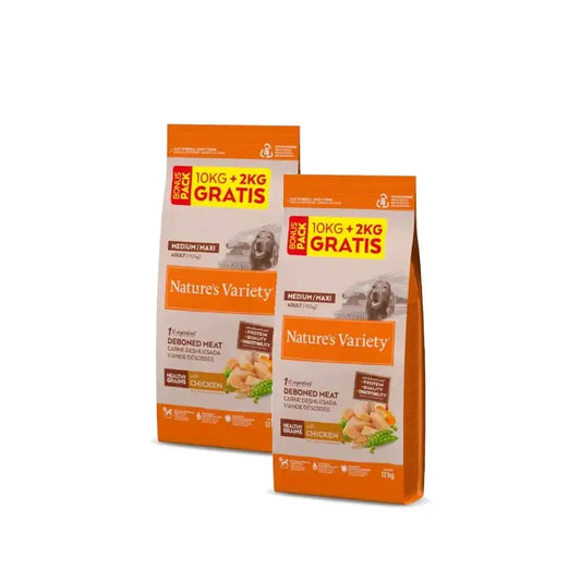 Nature'S Variety Healthy Grain Adult Medium Maxi Κοτόπουλο Τροφή για σκύλους Συσκευασία 2 x 10+2Kg